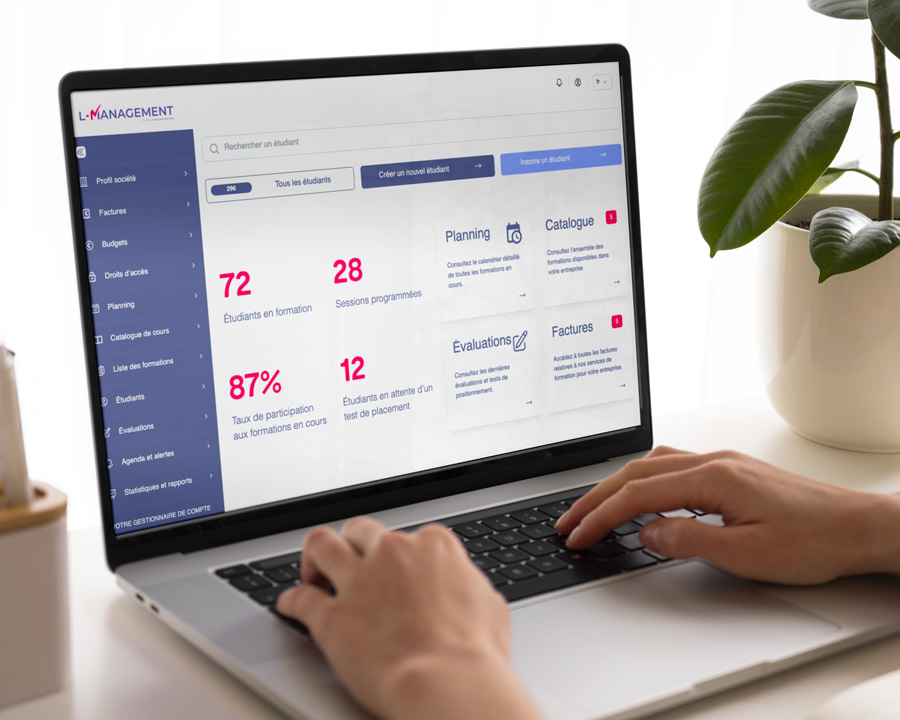 La plateforme L-management de l'école de langues Allingua