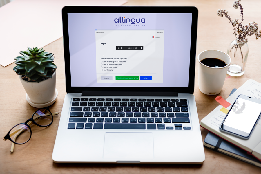 La plateforme L-testing de l'école de langues Allingua